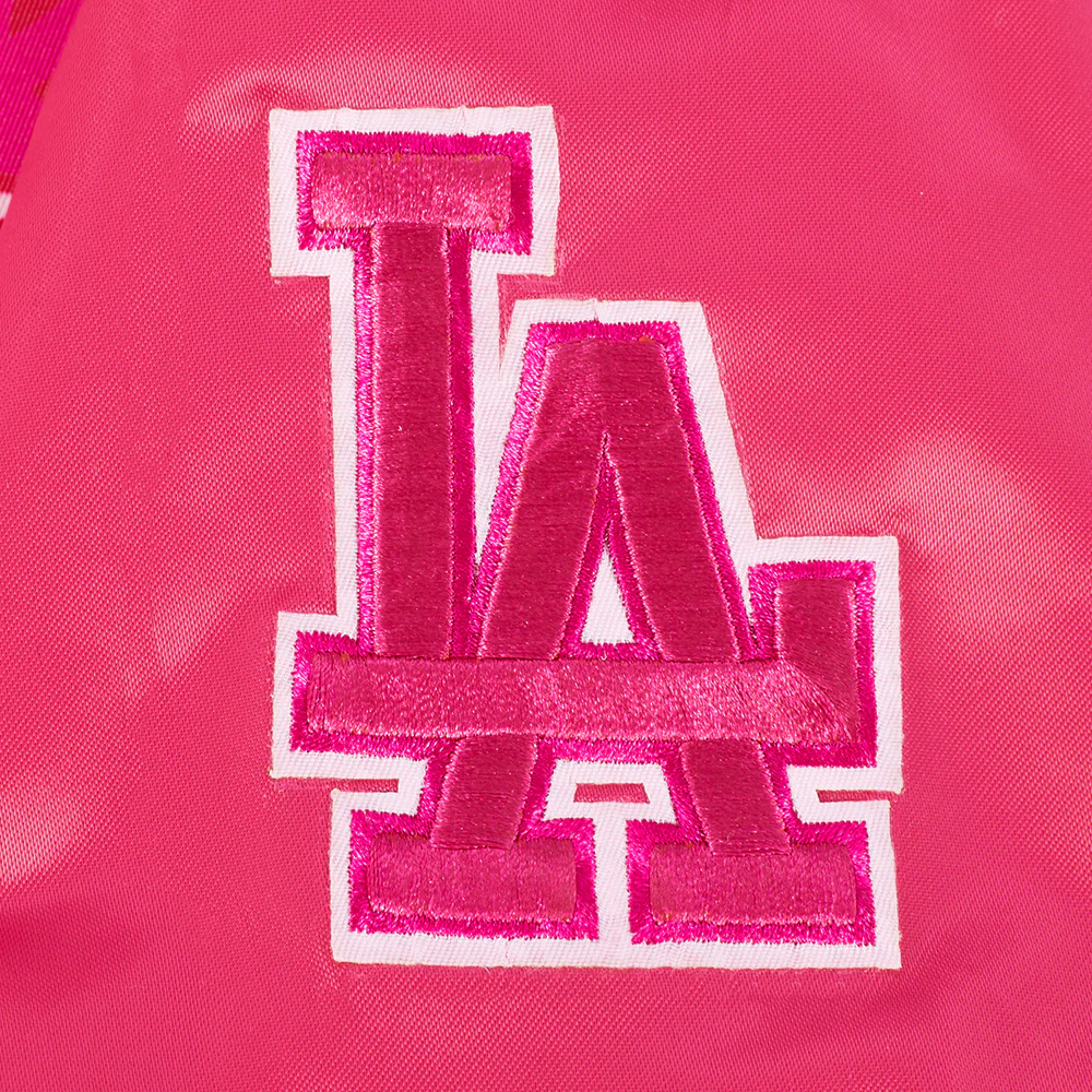 MLB LOS ANGELES DODGERS TRIPLE PINK BIG GIRLS SATIN JACKET (BEETROOT PURPLE) - Image 6