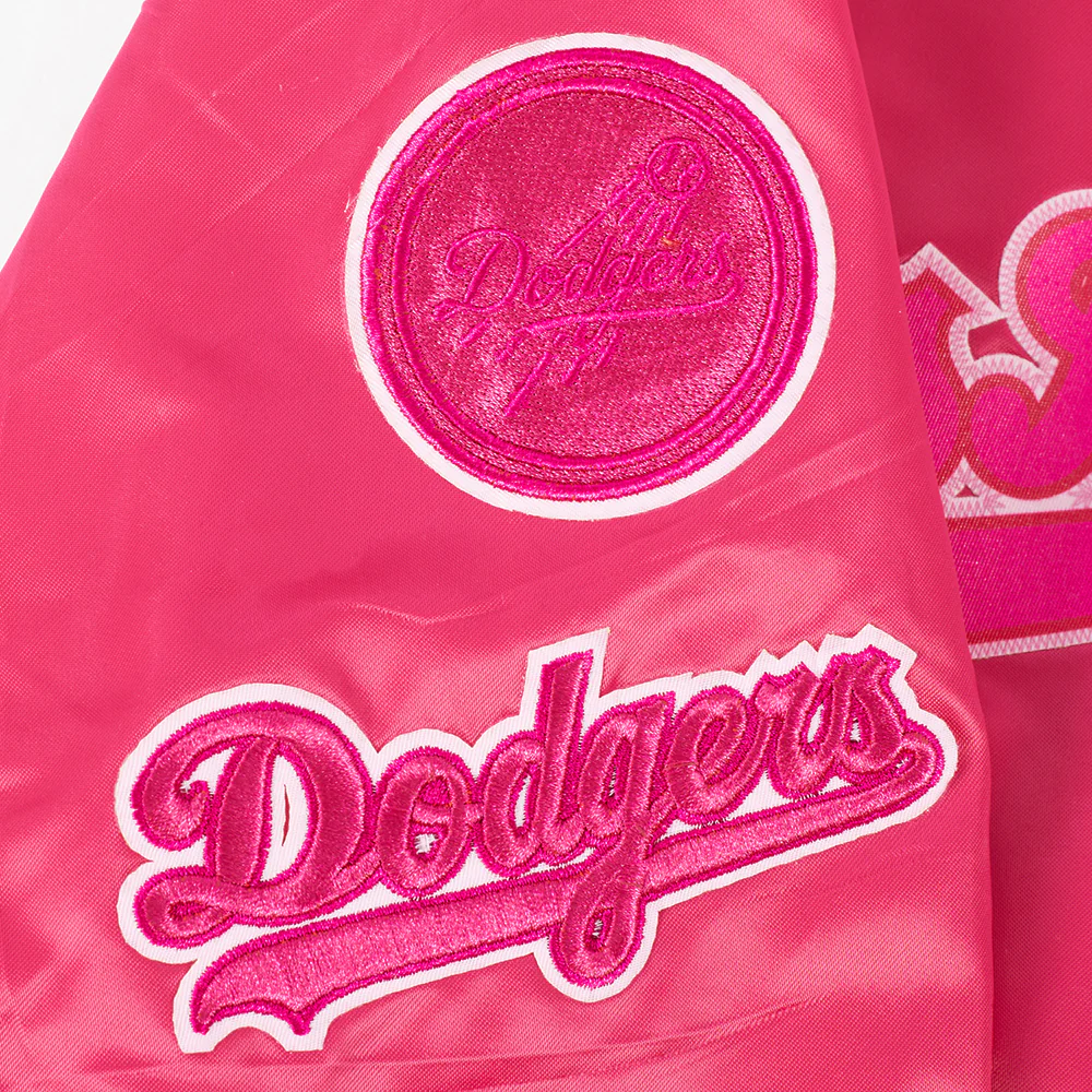 MLB LOS ANGELES DODGERS TRIPLE PINK BIG GIRLS SATIN JACKET (BEETROOT PURPLE) - Image 7