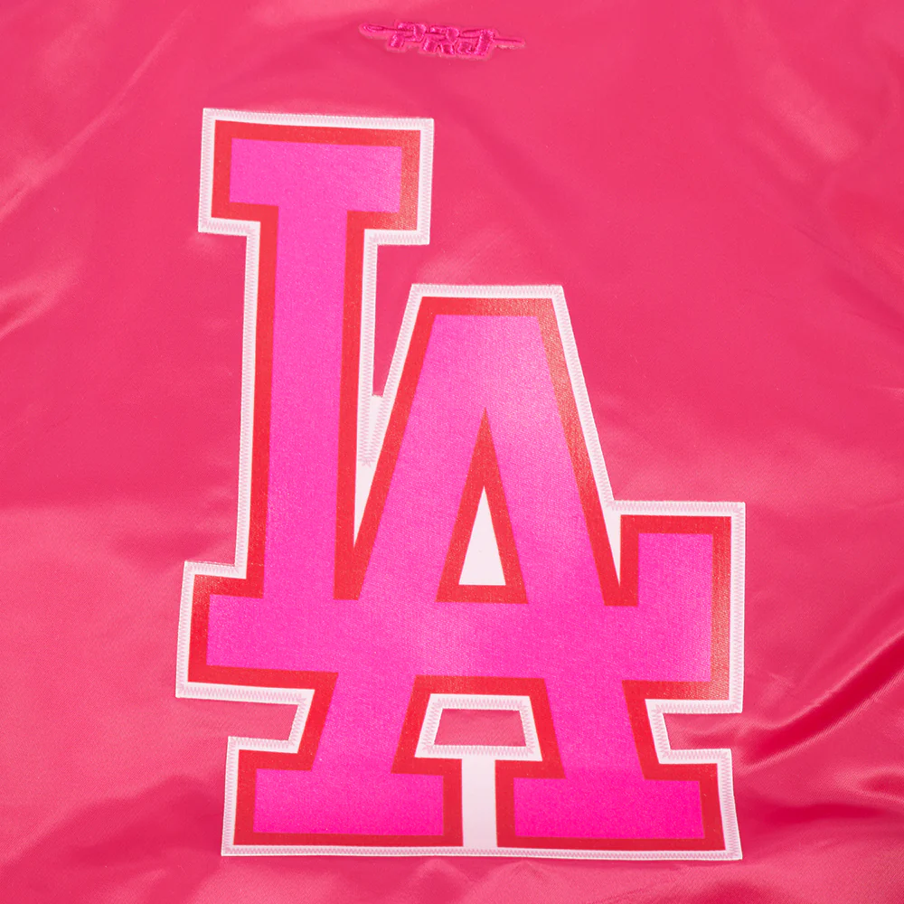 MLB LOS ANGELES DODGERS TRIPLE PINK BIG GIRLS SATIN JACKET (BEETROOT PURPLE) - Image 8