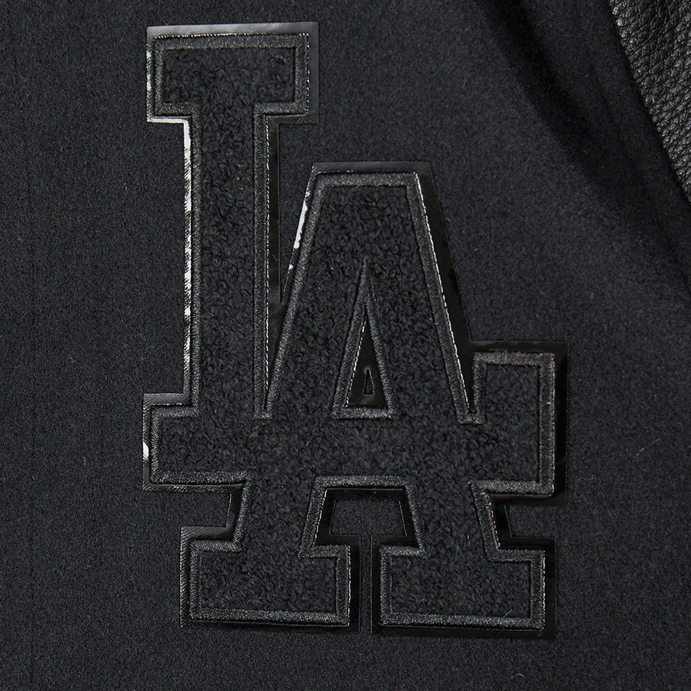 MLB LOS ANGELES DODGERS TRIPLE BLACK BIG BOYS WOOL VARSITY JACKET (JET BLACK) - Image 5
