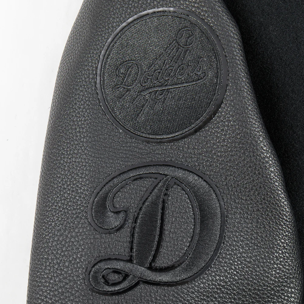 MLB LOS ANGELES DODGERS TRIPLE BLACK BIG BOYS WOOL VARSITY JACKET (JET BLACK) - Image 7