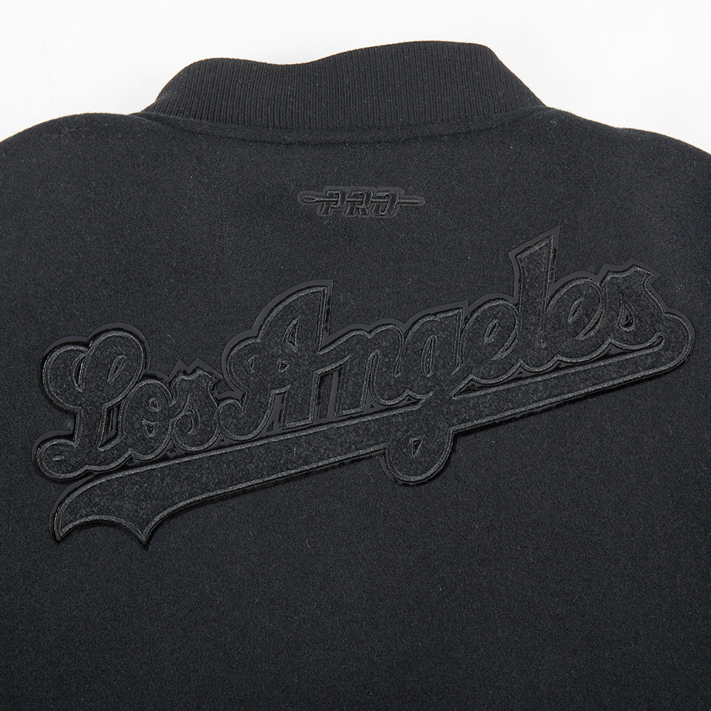 MLB LOS ANGELES DODGERS TRIPLE BLACK BIG BOYS WOOL VARSITY JACKET (JET BLACK) - Image 9