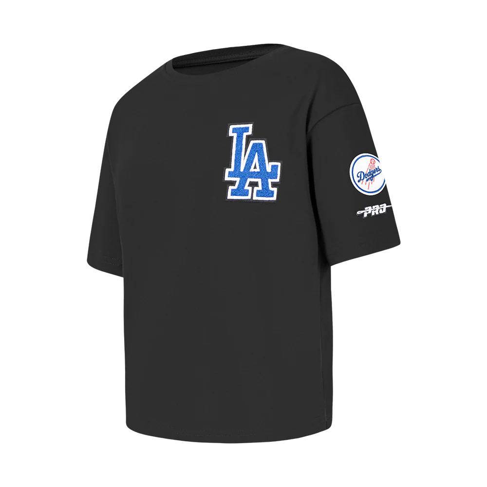 MLB LOS ANGELES DODGERS CLASSIC BIG GIRLS SHORT SLEEVE BOXY TOP (BLACK) - Image 2