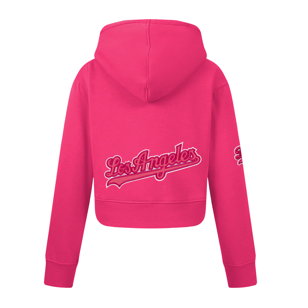 MLB LOS ANGELES DODGERS TRIPLE PINK BIG GIRLS FLEECE PO HOODIE (BEETROOT PURPLE) - Image 3