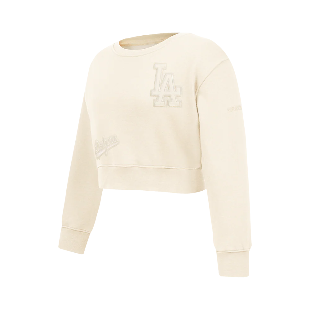 MLB LOS ANGELES DODGERS NEUTRAL BIG GIRL'S FLEECE CREWNECK (EGGSHELL) - Image 3