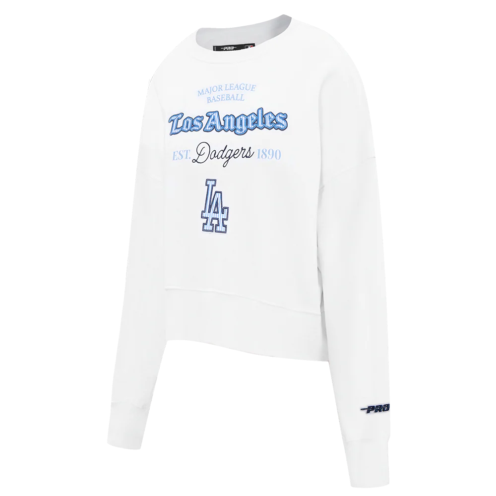 MLB LOS ANGELES DODGERS COUNTRY CLUB WOMEN'S DOUBLE KNIT CREWNECK (WHITE) - Image 2