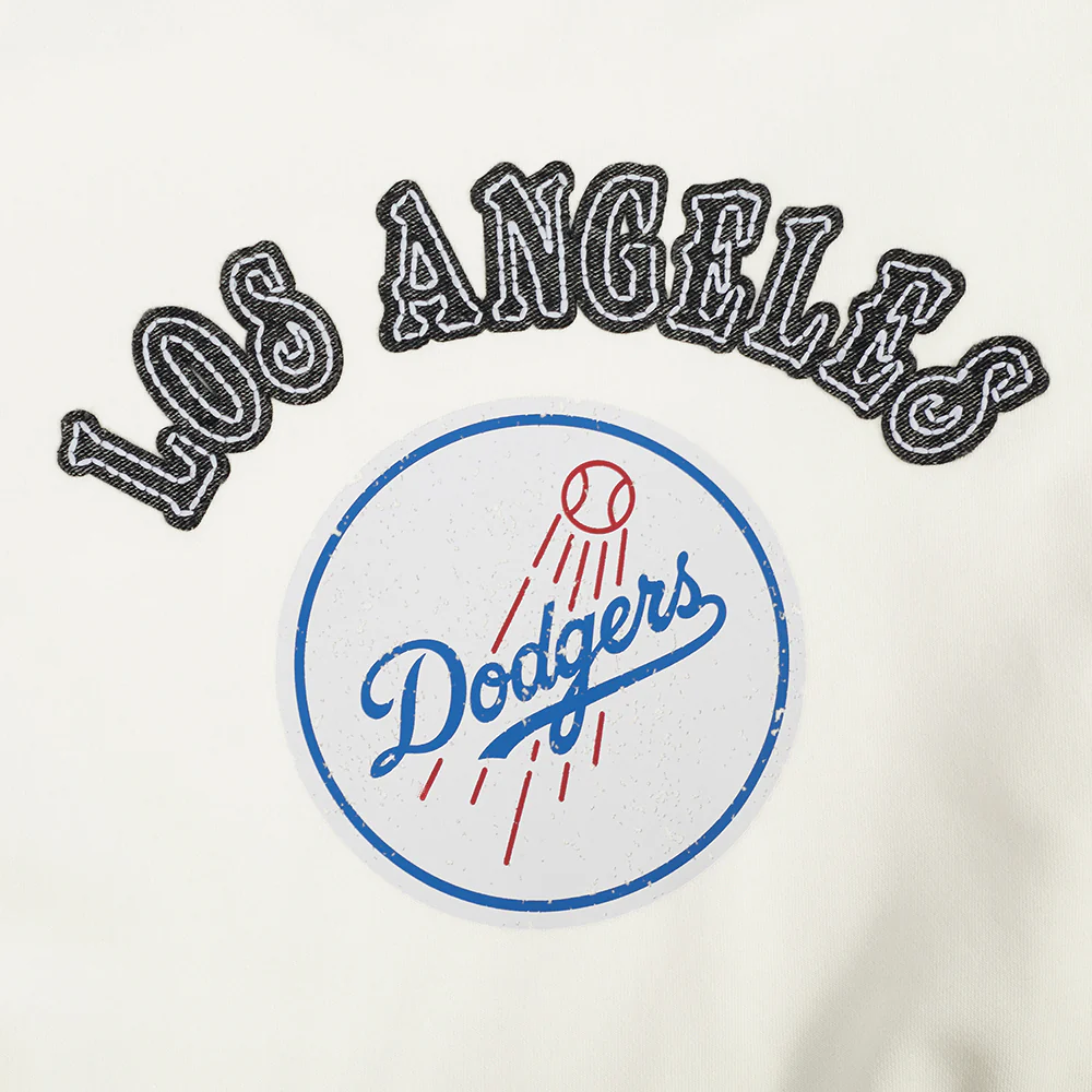 MLB LOS ANGELES DODGERS REBEL ATHLETICS WOMEN'S FLC CREWNECK (EGGSHELL) - Image 7