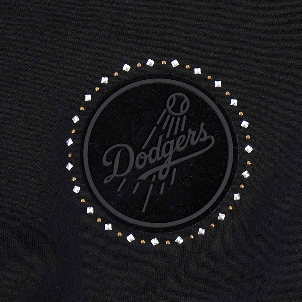 MLB LOS ANGELES DODGERS RENEGADE WOMEN'S FLC CREWNECK (BLACK) - Image 7