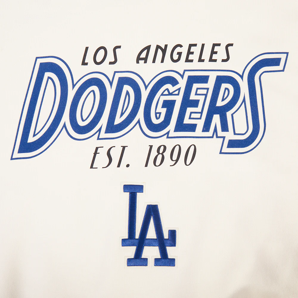 MLB LOS ANGELES DODGERS PARADISE WOMEN'S CROPPED PULLOVER HOODIE (EGGSHELL) - Image 6