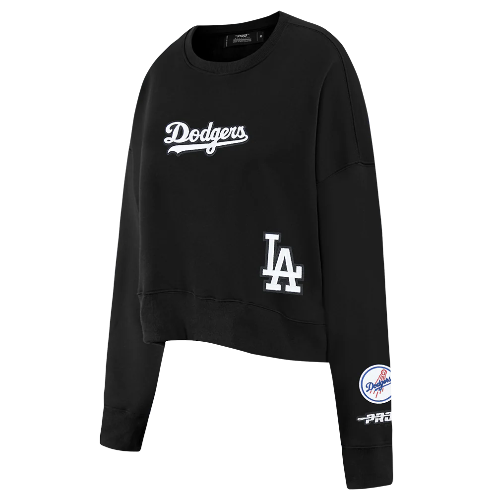 MLB LOS ANGELES DODGERS WINGSPAN WOMEN'S FLC CREWNECK (BLACK) - Image 3