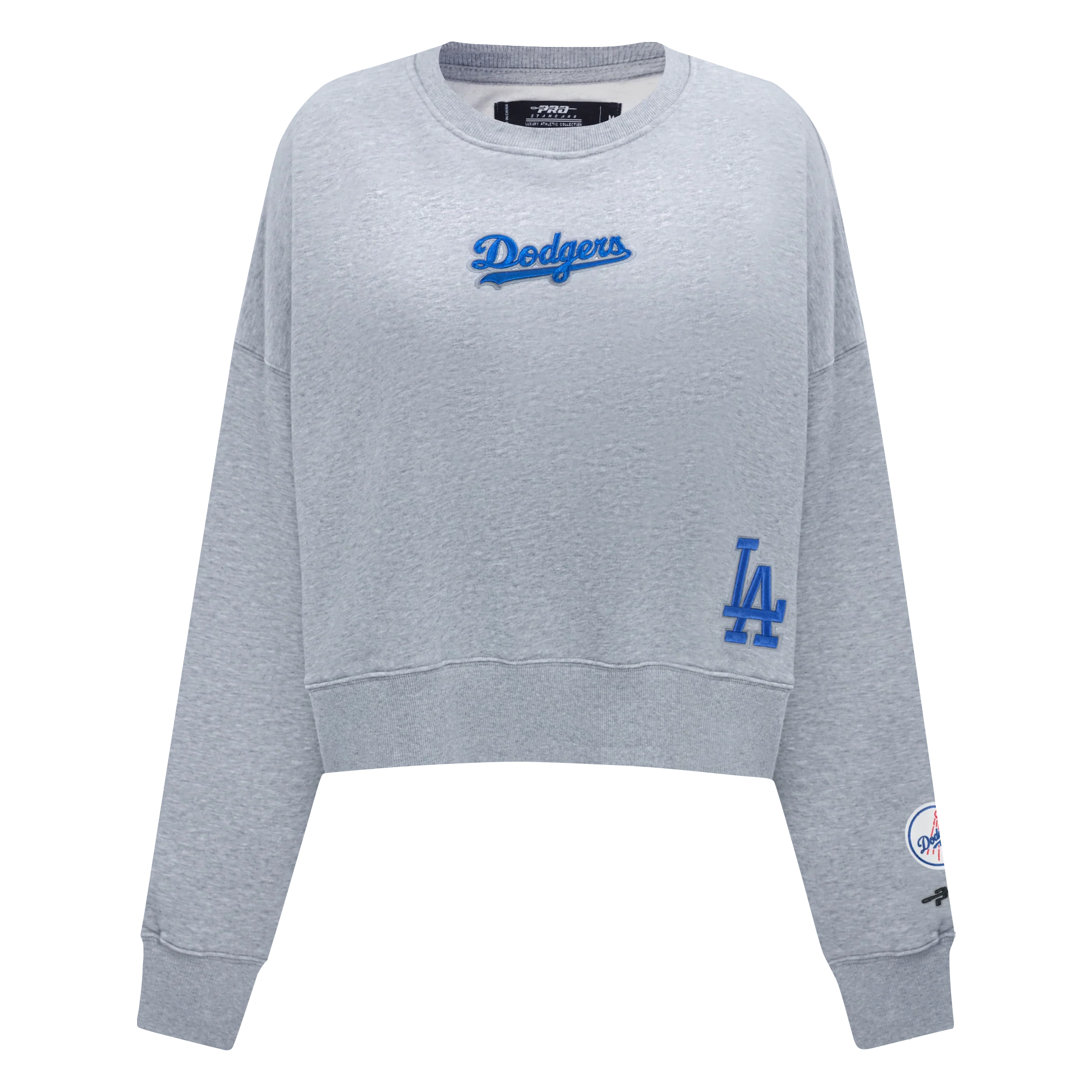 MLB LOS ANGELES DODGERS WINGSPAN WOMEN'S FLC CREWNECK (DARK HEATHER GRAY) - Image 3