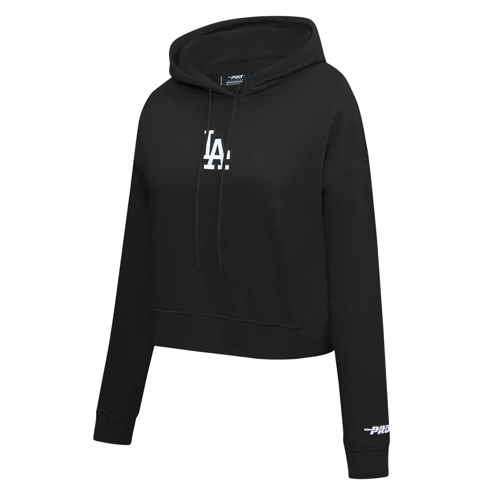 MLB LOS ANGELES DODGERS WINGSPAN WOMEN'S FLC CROPPED PO HOODIE (BLACK) - Image 3