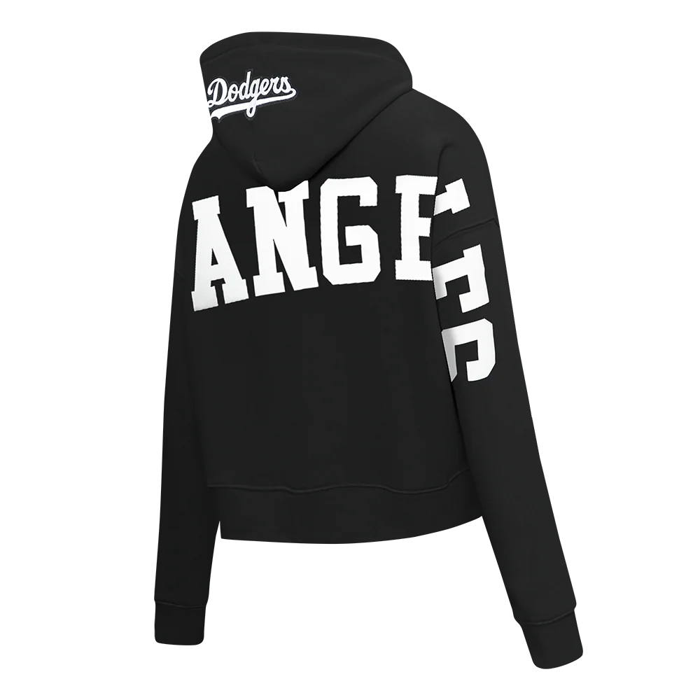 MLB LOS ANGELES DODGERS WINGSPAN WOMEN'S FLC CROPPED PO HOODIE (BLACK) - Image 4