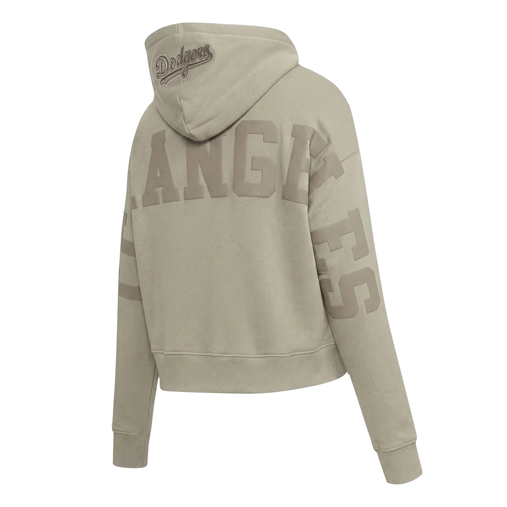 MLB LOS ANGELES DODGERS WINGSPAN WOMEN'S FLC CROPPED PO HOODIE (TAUPE) - Image 4