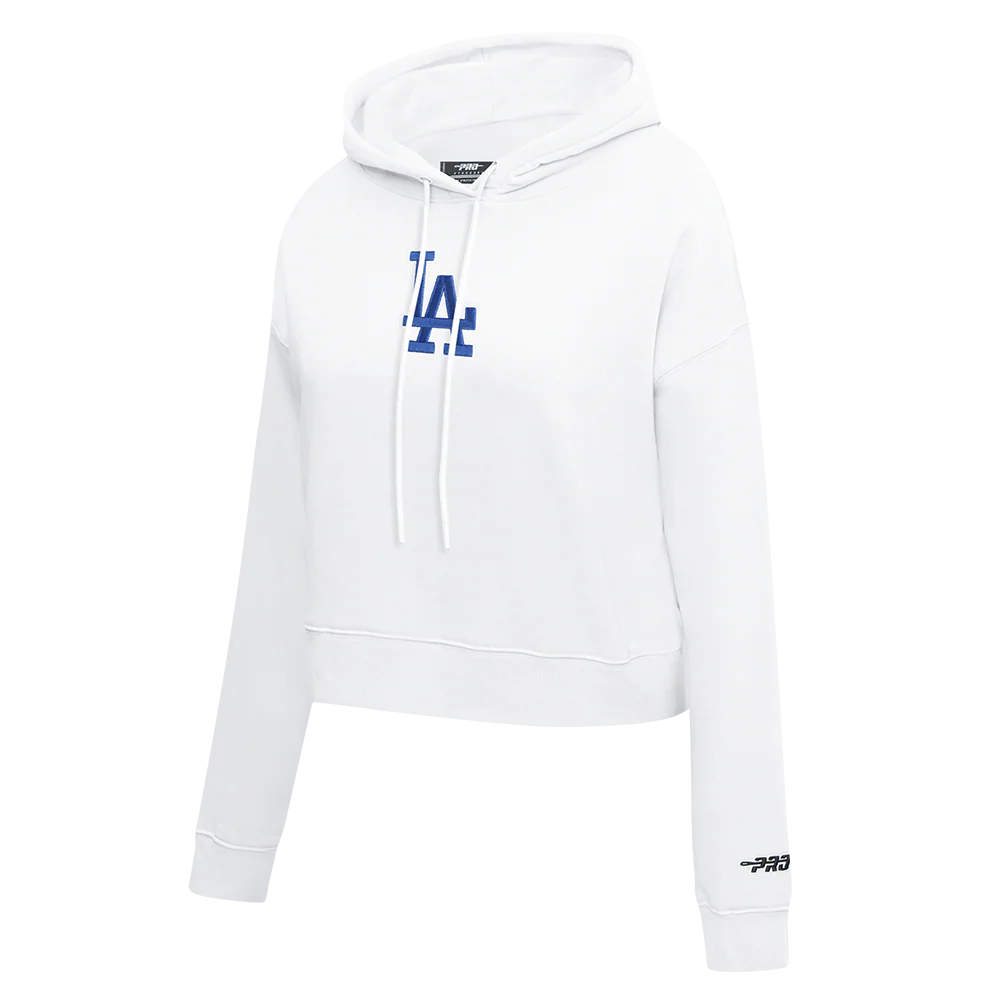 MLB LOS ANGELES DODGERS WINGSPAN WOMEN'S FLC CROPPED PO HOODIE (WHITE) - Image 5