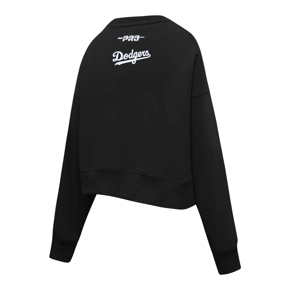 MLB LOS ANGELES DODGERS CLASSIC CHENILLE WOMEN'S FLC CREWNECK (BLACK) - Image 4