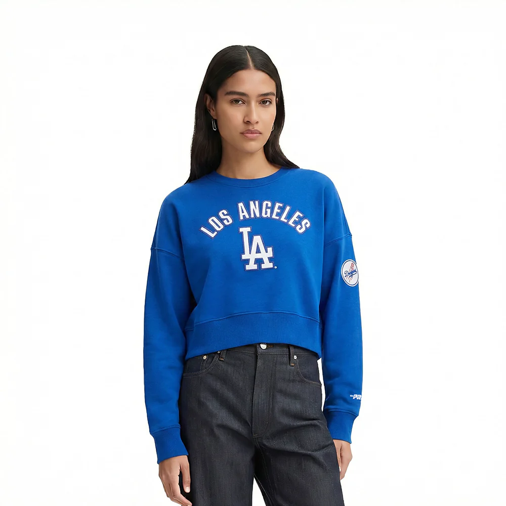 MLB LOS ANGELES DODGERS CLASSIC CHENILLE WOMEN'S FLC CREWNECK (DODGER BLUE)