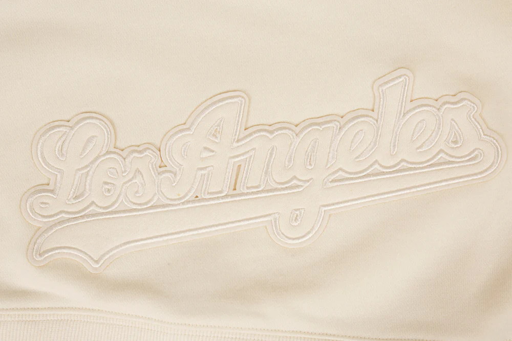 MLB LOS ANGELES DODGERS NEUTRAL WOMEN'S CROPPED PULLOVER HOODIE (EGGSHELL) - Image 5