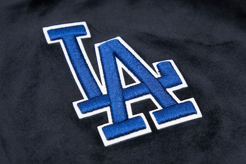 MLB LOS ANGELES DODGERS CLASSIC WOMEN'S VELOUR FULL ZIP PULLOVER HOODIE (BLACK) - Image 6