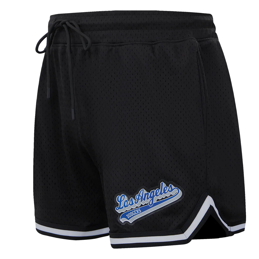 MLB LOS ANGELES DODGERS SCRIPT TAIL WOMEN'S MESH SHORT (BLACK)
