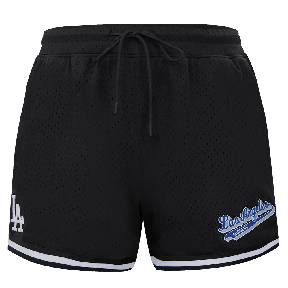 MLB LOS ANGELES DODGERS SCRIPT TAIL WOMEN'S MESH SHORT (BLACK) - Image 2