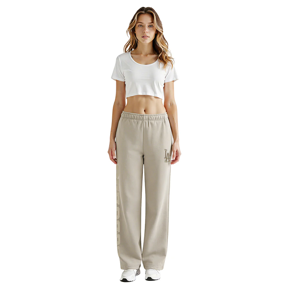 MLB LOS ANGELES DODGERS WINGSPAN WOMEN'S STRAIGHT LEG SWEATPANT (TAUPE) - Image 3
