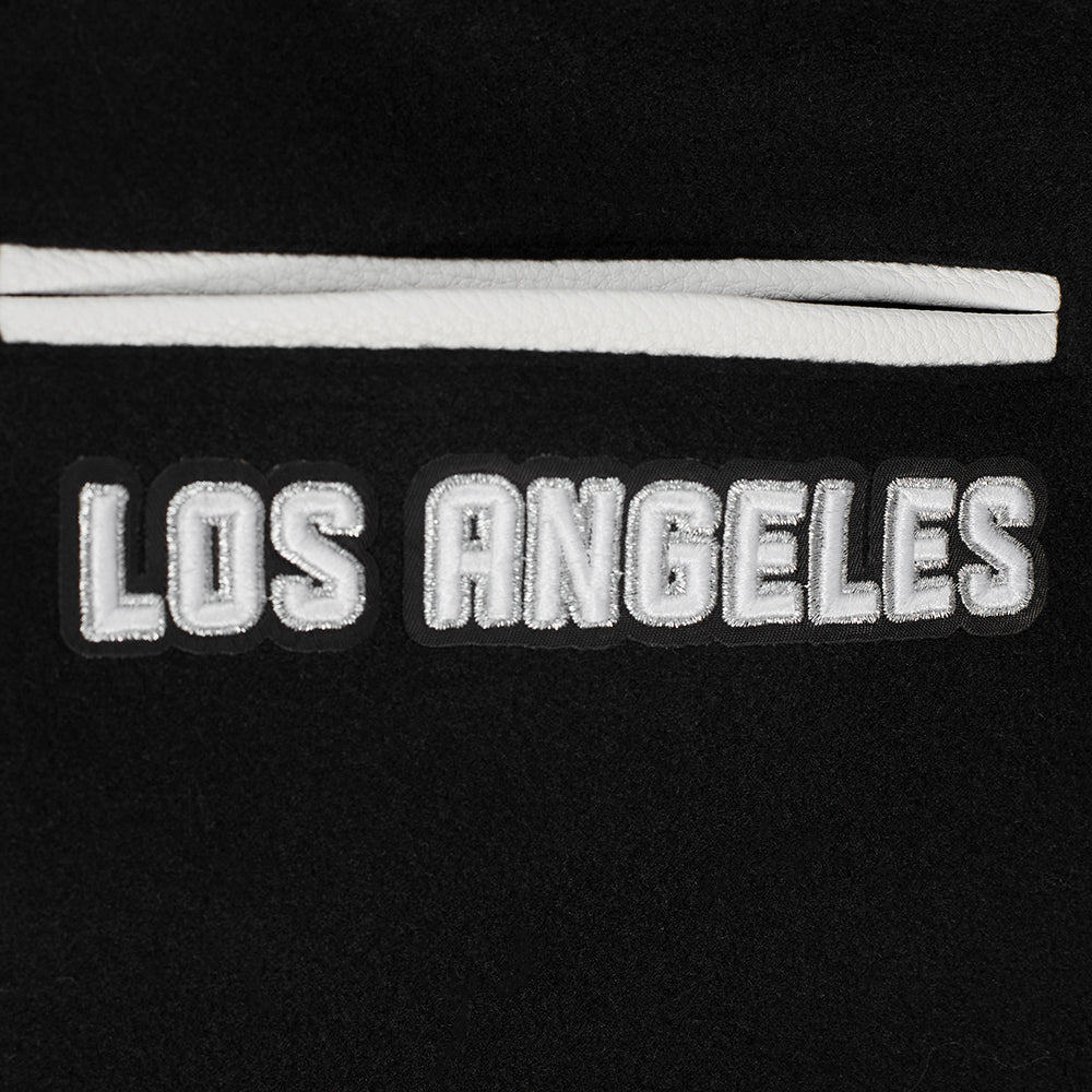 MLB LOS ANGELES DODGERS PEARLS WOMEN'S RIB WOOL VARSITY JACKET (BLACK/WHITE) - Image 6