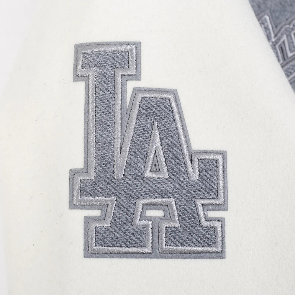 MLB LOS ANGELES DODGERS REVERSE FRENCH TERRY WOMEN'S WOOL VARSITY JACK (BLACK/GRAY/EGGSHELL) - Image 10