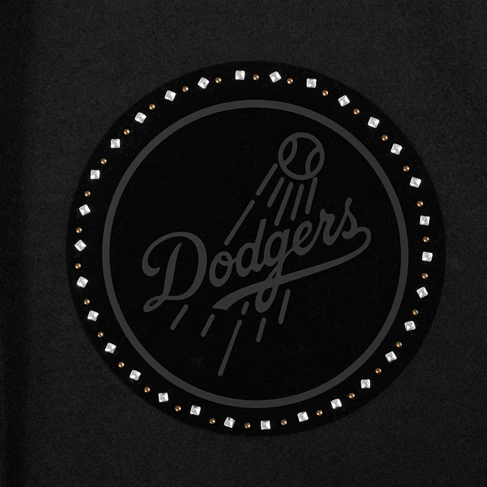 MLB LOS ANGELES DODGERS RENEGADE WOMEN'S RIB CROPPED WOOL VARSITY JACKET (BLACK/WHITE) - Image 5