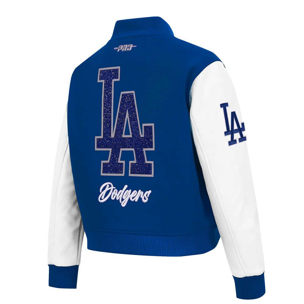 MLB LOS ANGELES DODGERS TEAM CRYSTALLINE WOMEN'S VARSITY JACKET (DODGER BLUE/WHITE) - Image 6