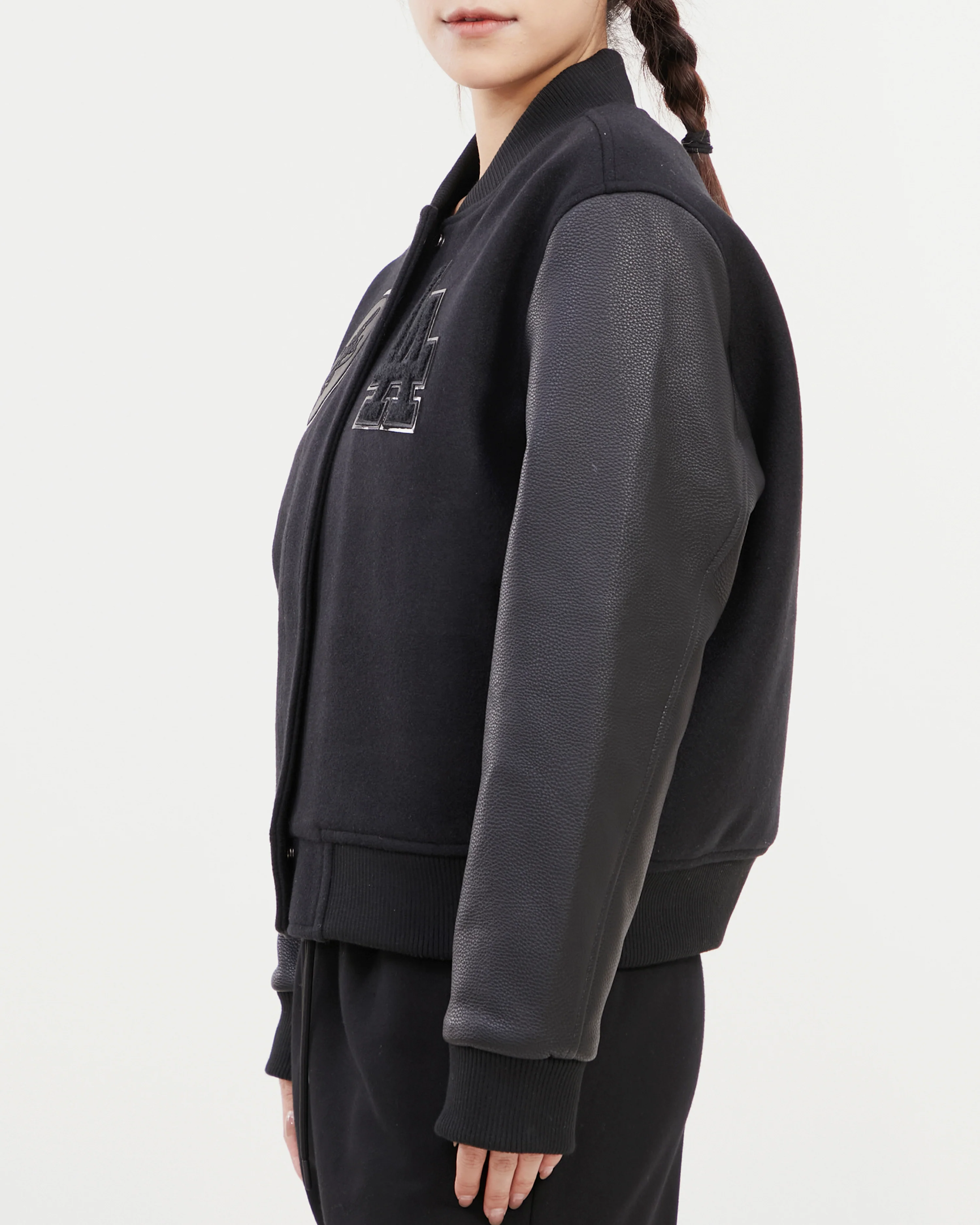 MLB LOS ANGELES DODGERS TRIPLE BLACK WOOL WOMEN'S VARSITY JACKET (TRIPLE BLACK) - Image 12
