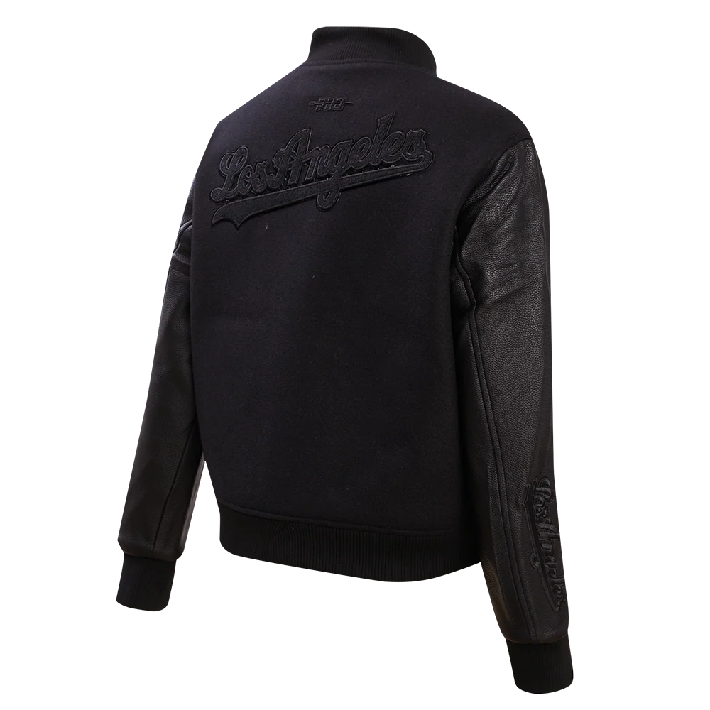 MLB LOS ANGELES DODGERS TRIPLE BLACK WOOL WOMEN'S VARSITY JACKET (TRIPLE BLACK) - Image 3