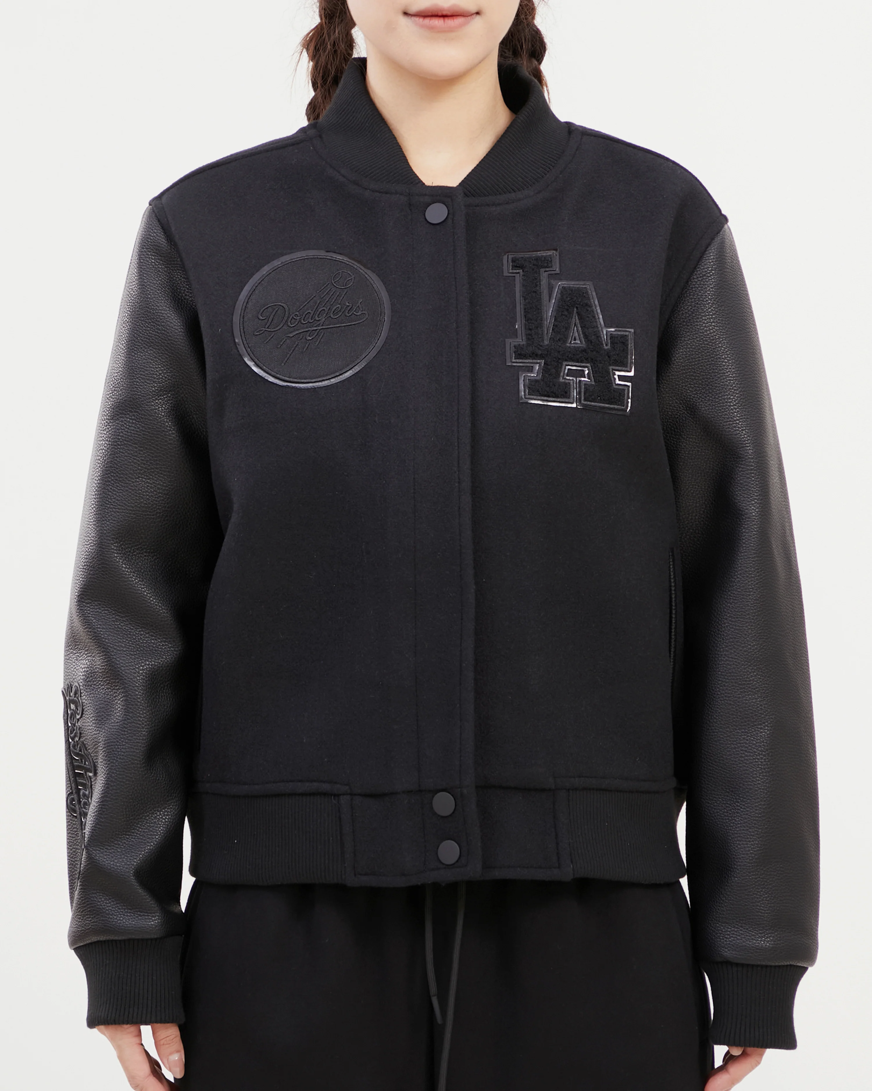 MLB LOS ANGELES DODGERS TRIPLE BLACK WOOL WOMEN'S VARSITY JACKET (TRIPLE BLACK) - Image 9
