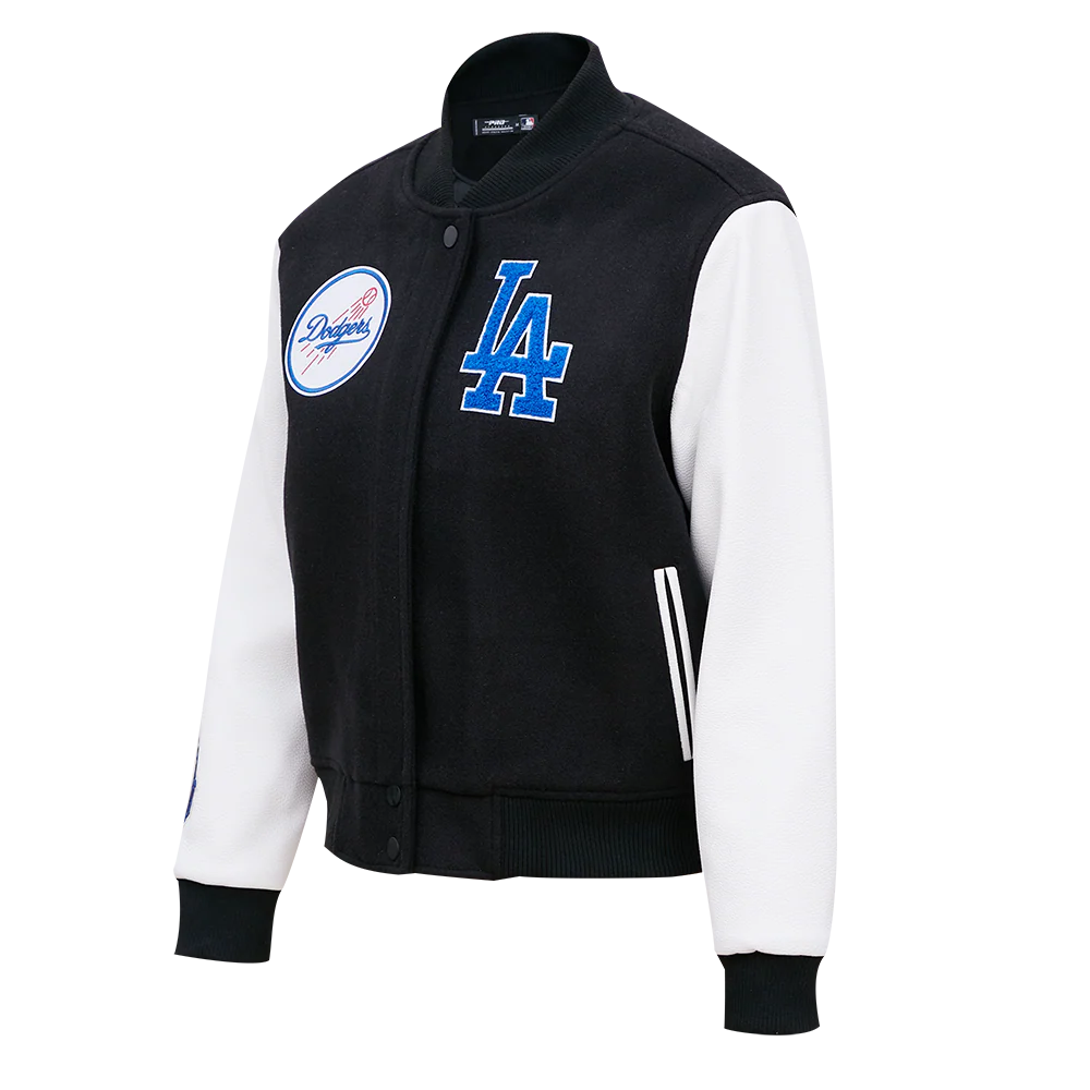 MLB LOS ANGELES DODGERS CLASSIC WOOL WOMEN'S VARSITY JACKET (BLACK/WHITE) - Image 2