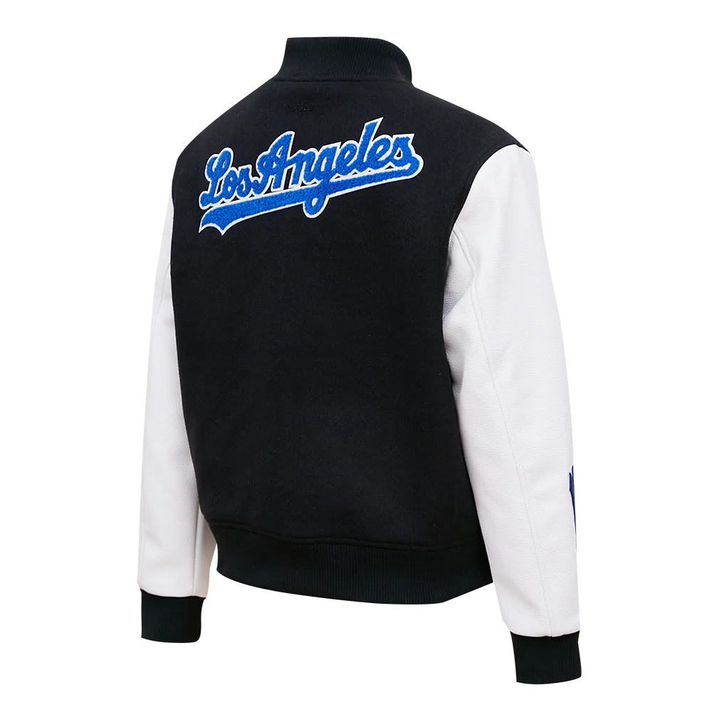 MLB LOS ANGELES DODGERS CLASSIC WOOL WOMEN'S VARSITY JACKET (BLACK/WHITE) - Image 3