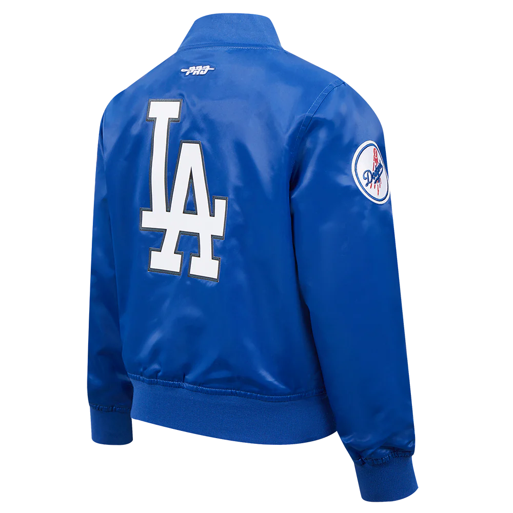 MLB LOS ANGELES DODGERS CLASSIC LITTLE BOYS SATIN JACKET (DODGER BLUE) - Image 4