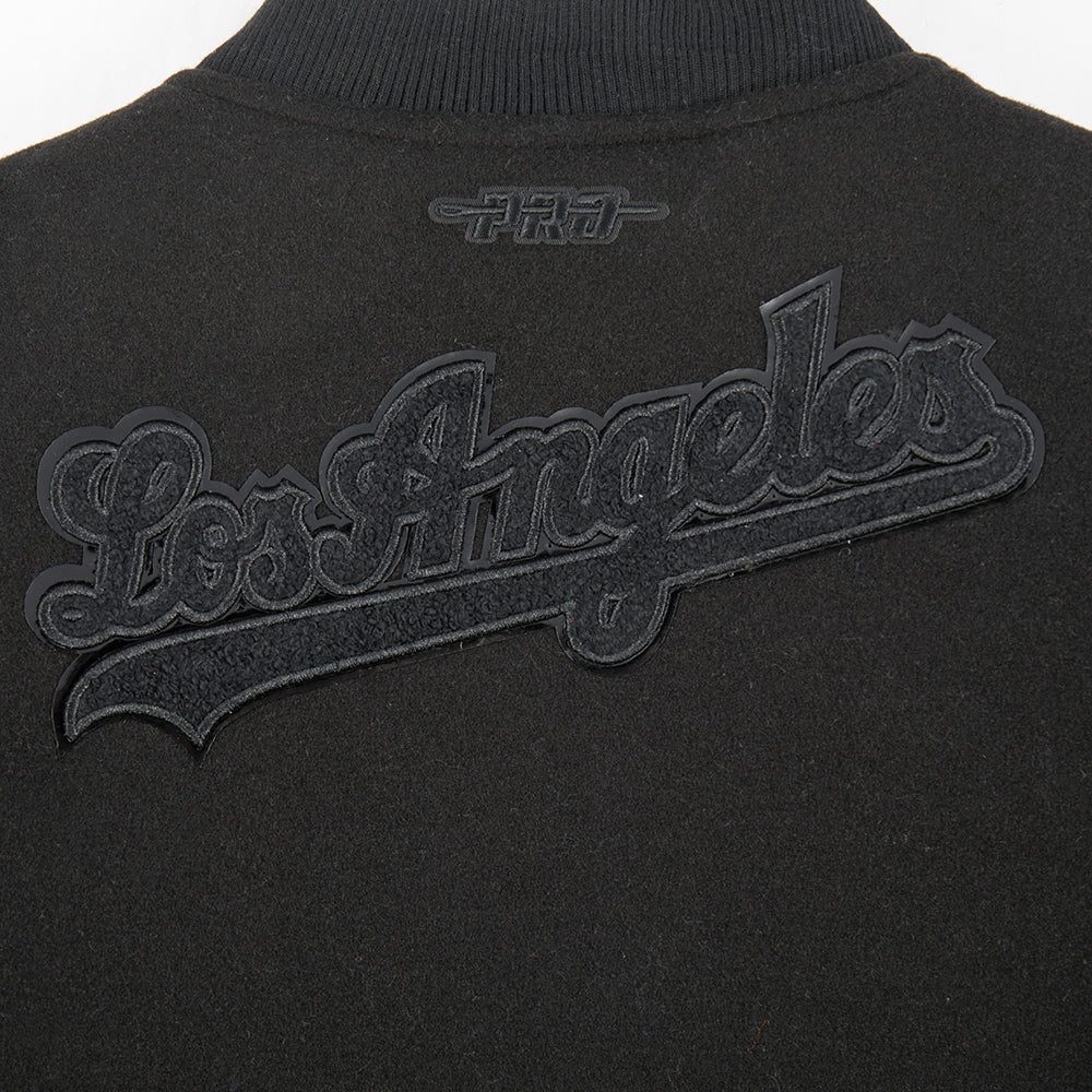 MLB LOS ANGELES DODGERS TRIPLE BLACK LITTLE BOYS WOOL VARSITY JACKET (JET BLACK) - Image 7