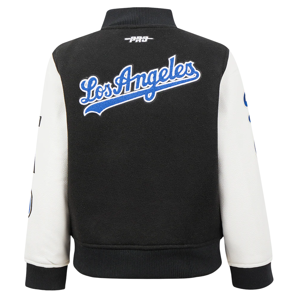 MLB LOS ANGELES DODGERS CLASSIC LITTLE BOYS WOOL VARSITY JACKET (BLACK/WHITE) - Image 3