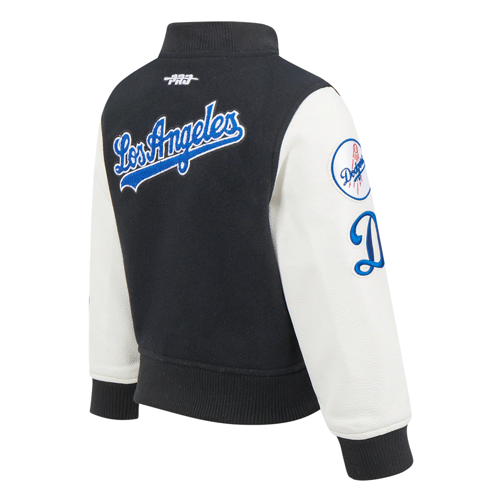 MLB LOS ANGELES DODGERS CLASSIC TODDLER BOYS WOOL VARSITY JACKET (BLACK/WHITE) - Image 4