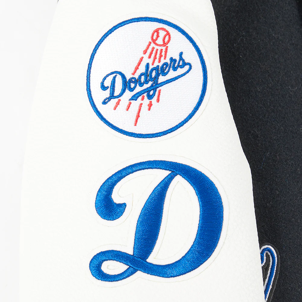 MLB LOS ANGELES DODGERS CLASSIC TODDLER BOYS WOOL VARSITY JACKET (BLACK/WHITE) - Image 7