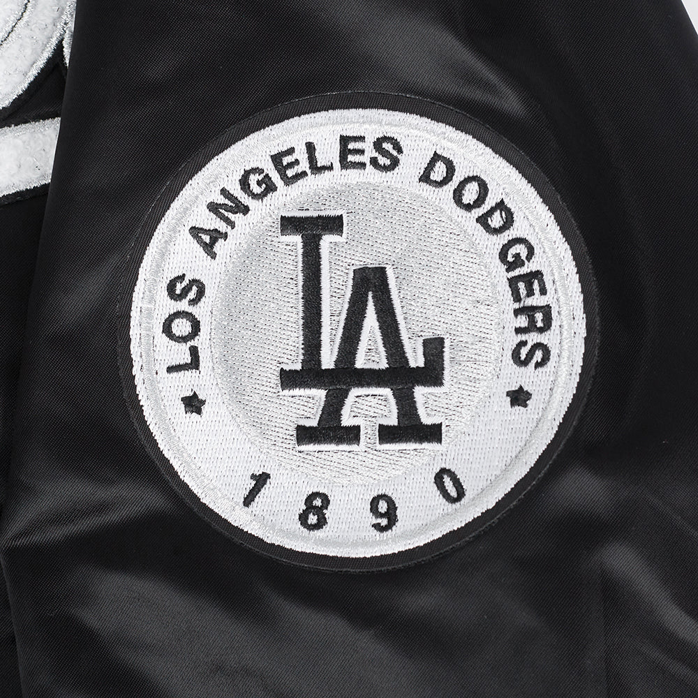 MLB LOS ANGELES DODGERS PEARLS WOMEN'S RIB SATIN JACKET (BLACK) - Image 8