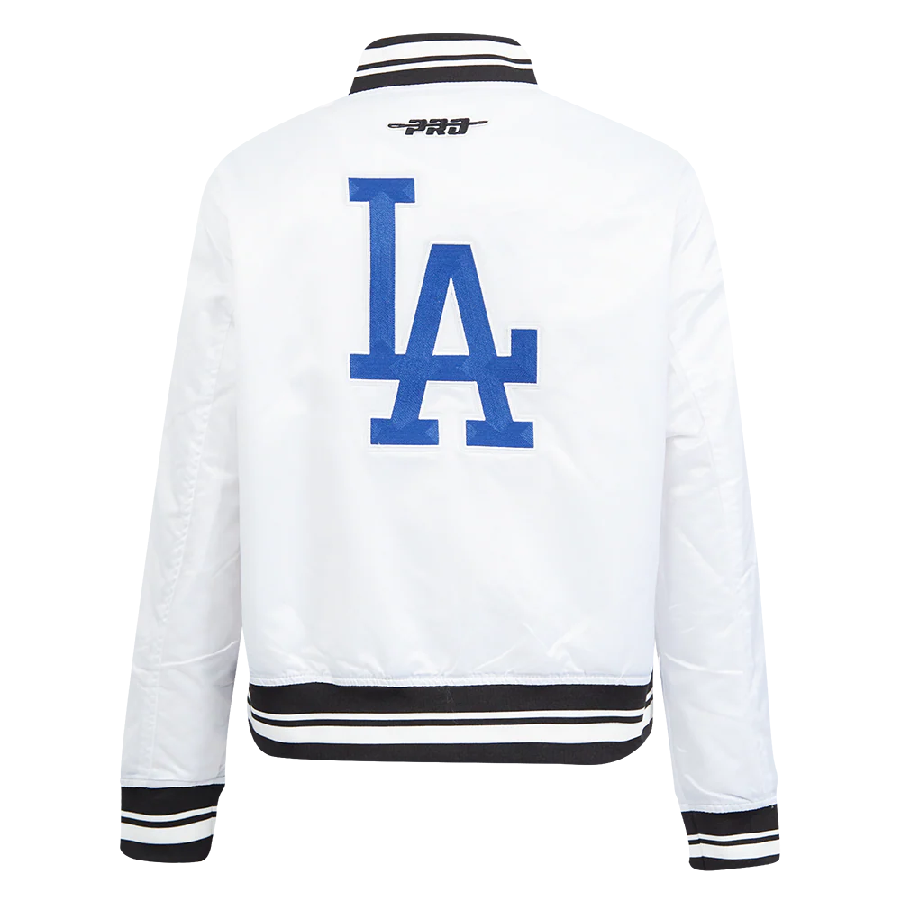 MLB LOS ANGELES DODGERS CITY RANSOM WOMEN'S RIB SATIN JACKET (WHITE/BLACK) - Image 3