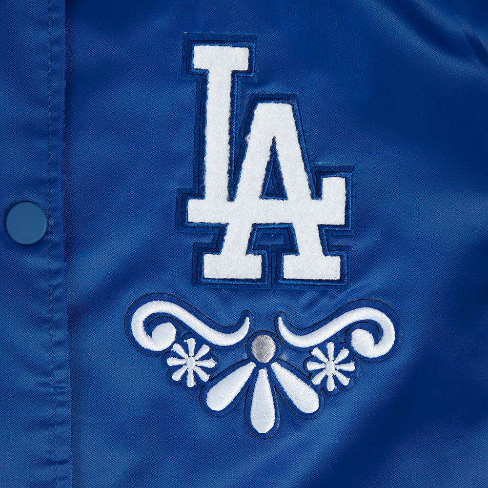 MLB LOS ANGELES DODGERS SUGAR SKULL WOMEN'S SATIN JACKET (DODGER BLUE) - Image 7