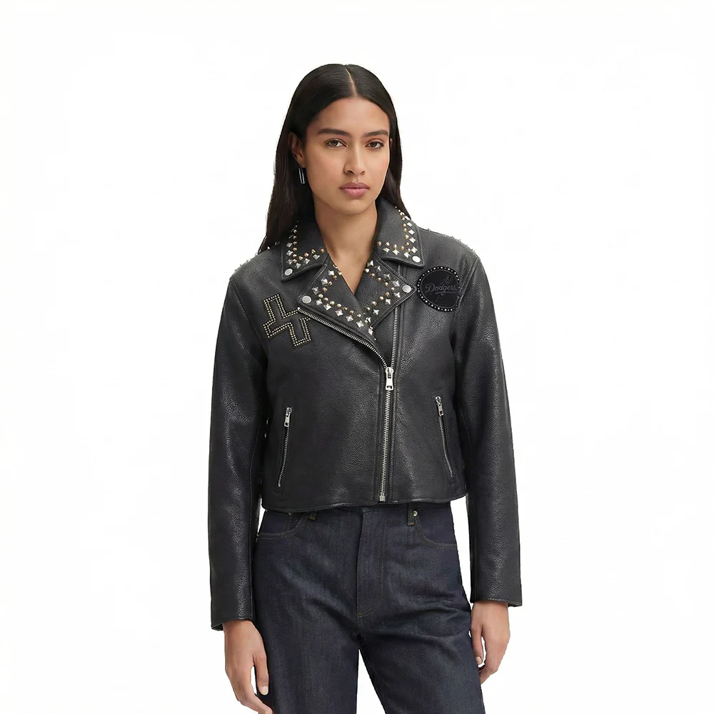 MLB LOS ANGELES DODGERS RENEGADE WOMEN'S LEATHER JACKET (BLACK)