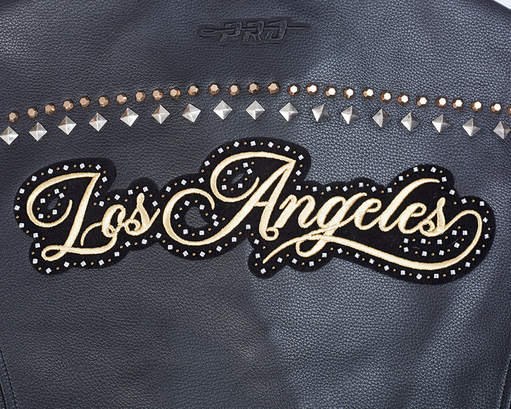 MLB LOS ANGELES DODGERS RENEGADE WOMEN'S LEATHER JACKET (BLACK) - Image 7