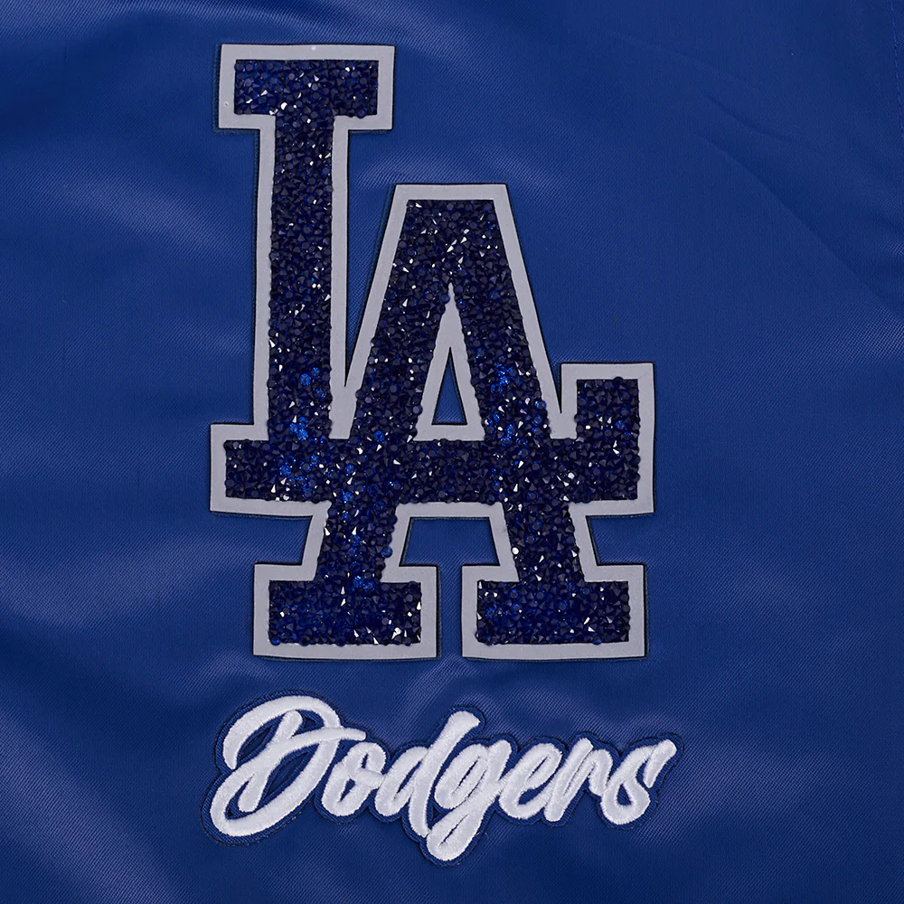 MLB LOS ANGELES DODGERS TEAM CRYSTALLINE WOMEN'S SATIN JACKET (DODGER BLUE) - Image 5