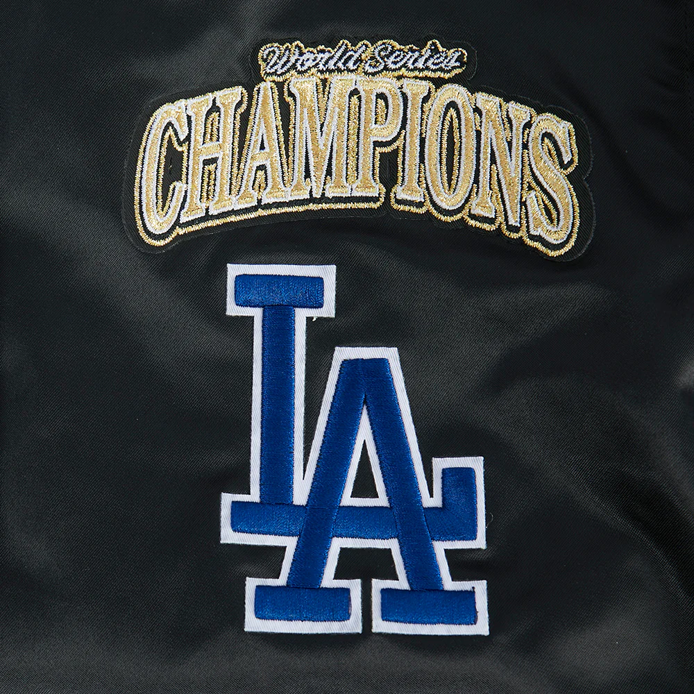 MLB LOS ANGELES DODGERS MLB WORLD SERIES 2025 WOMEN'S RIB SATIN JACKET (BLACK) - Image 11