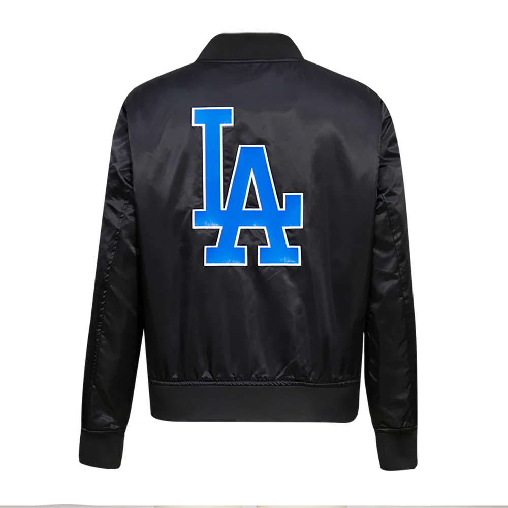 MLB LOS ANGELES DODGERS CLASSIC WOMEN'S SATIN JACKET (BLACK) - Image 4