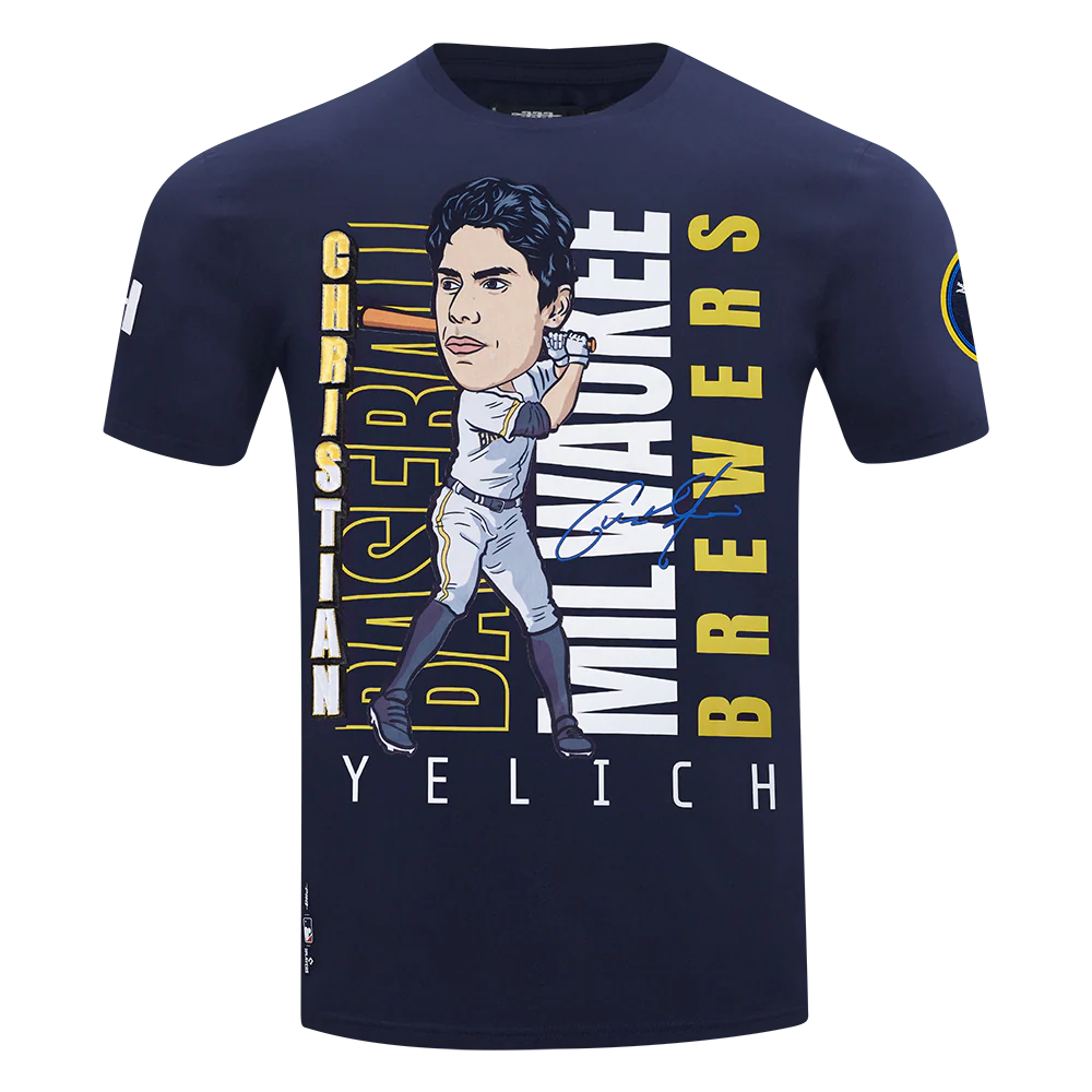 MLB MILWAUKEE BREWERS CHRISTIAN YELICH #22 REMIX AVATAR SINGLE JERSEY MEN'S TOP (MIDNIGHT NAVY)