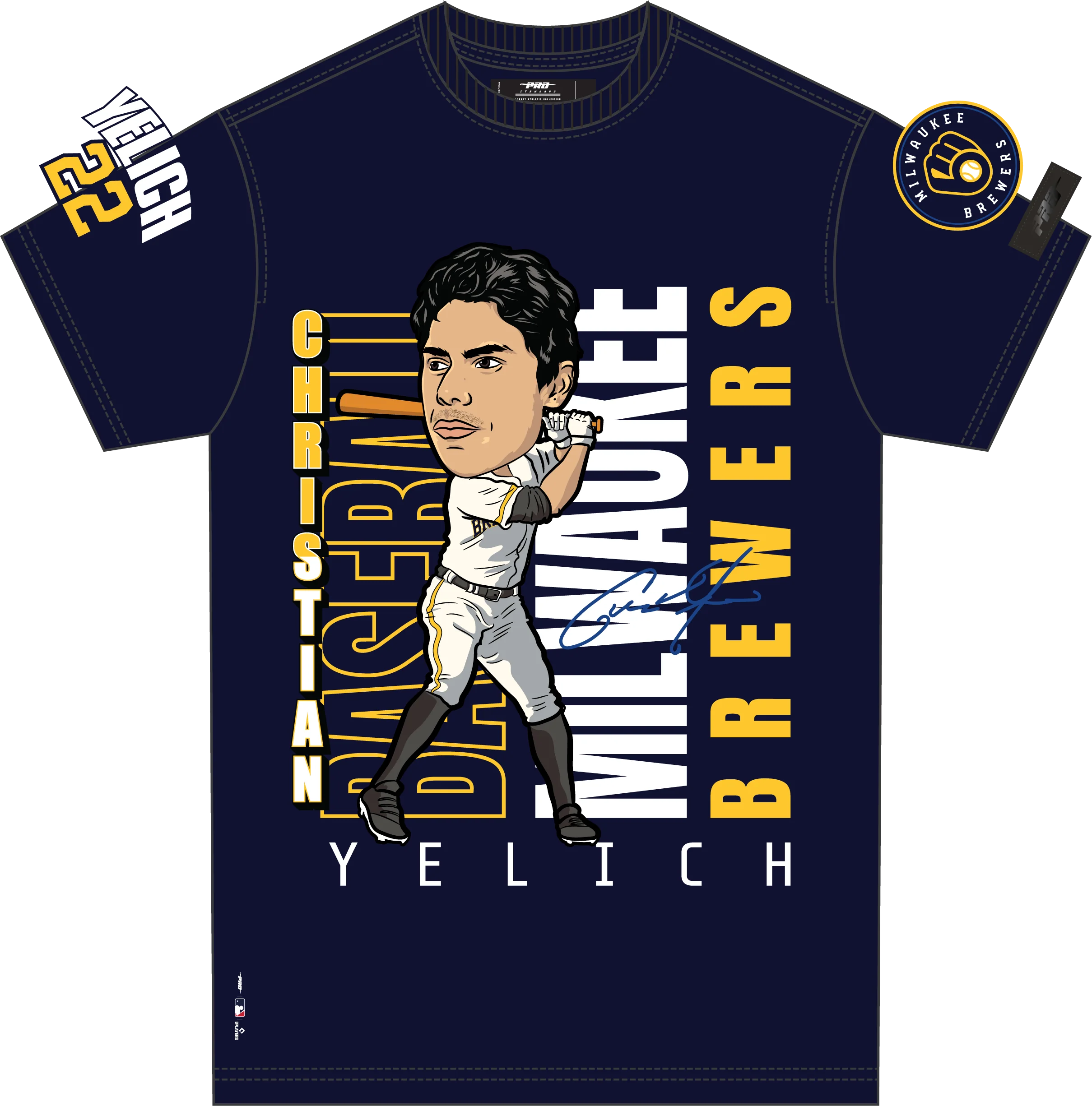 MLB MILWAUKEE BREWERS CHRISTIAN YELICH #22 REMIX AVATAR SINGLE JERSEY MEN'S TOP (MIDNIGHT NAVY) - Image 5